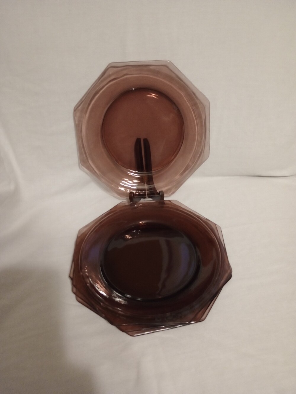 Vintage Hazel Atlas Moroccan Amethyst Octagonal Glass Dinner Plates-Set Of 4.